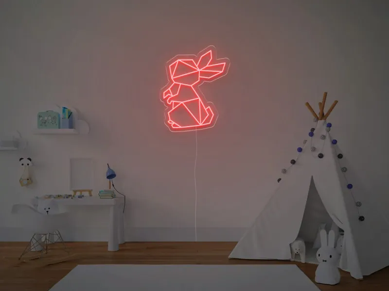Iepuras Geometric - Semn Luminos LED Neon