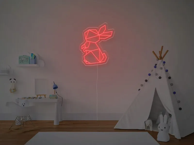 Iepuras Geometric - Semn Luminos LED Neon