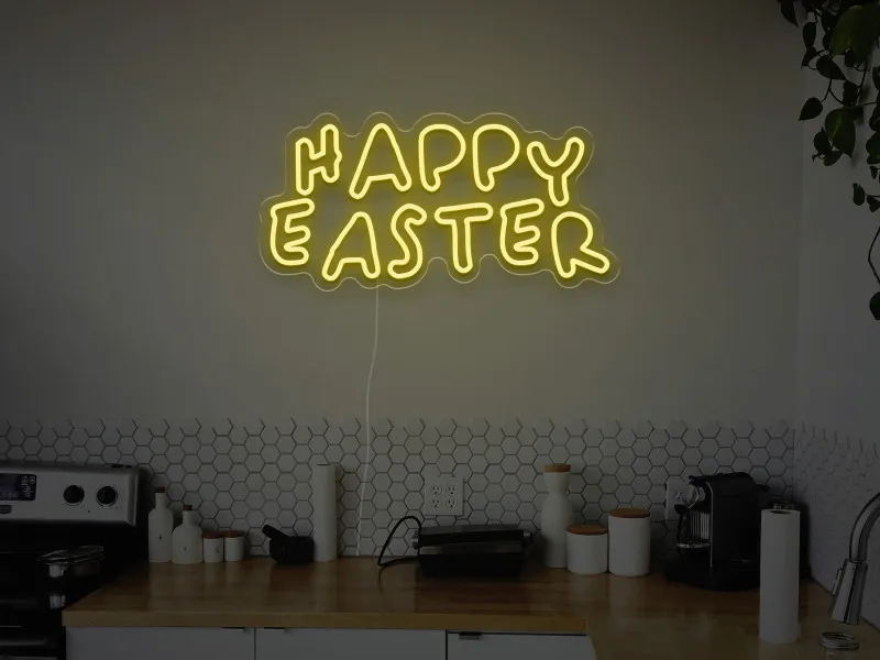 Happy Easter - Semn luminos neon LED