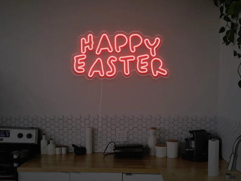 Happy Easter - Semn luminos neon LED
