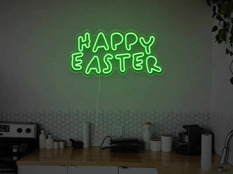 Happy Easter - Semn luminos neon LED