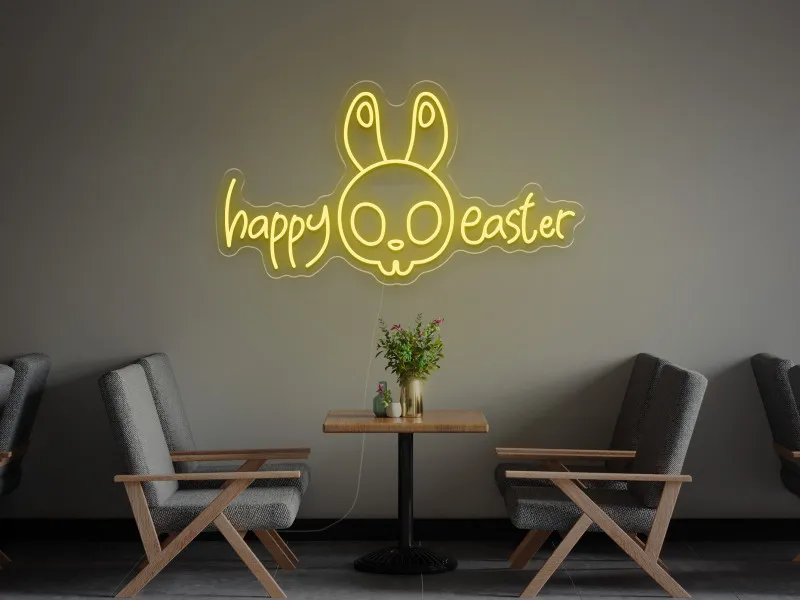 Happy Easter Bunny - Semn luminos neon LED