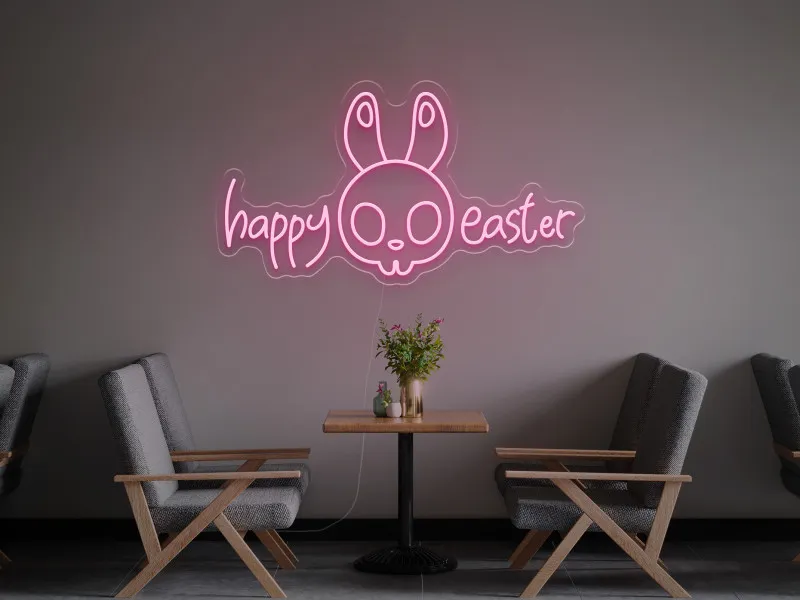 Happy Easter Bunny - Semn luminos neon LED