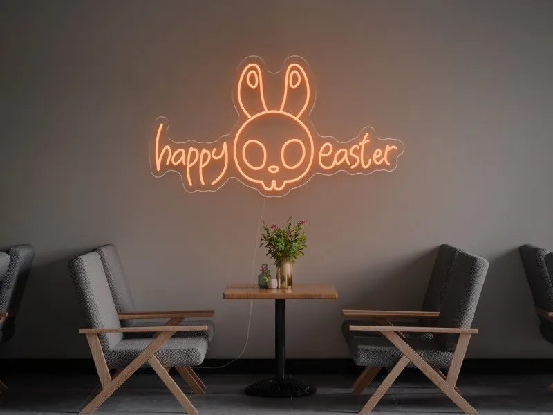 Happy Easter Bunny - Semn luminos neon LED