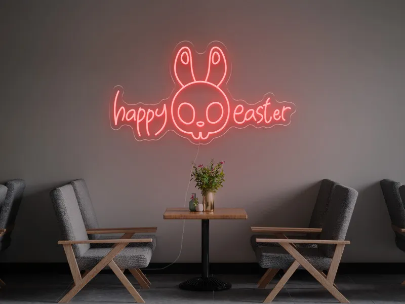 Happy Easter Bunny - Semn luminos neon LED