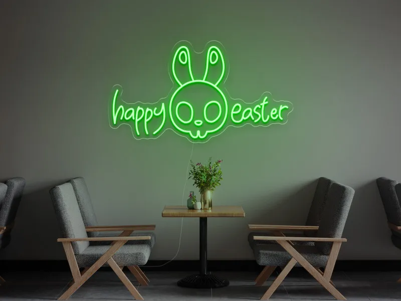 Happy Easter Bunny - Semn luminos neon LED