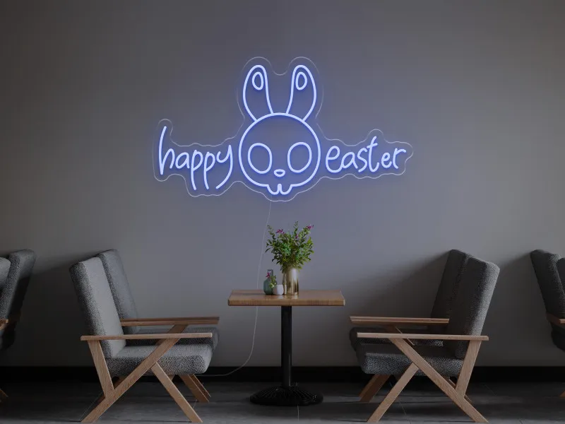Happy Easter Bunny - Semn luminos neon LED