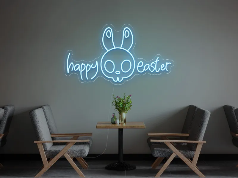 Happy Easter Bunny - Semn luminos neon LED