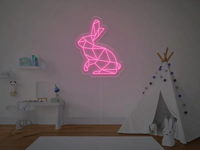Iepuras Geometric - Semn Luminos LED Neon