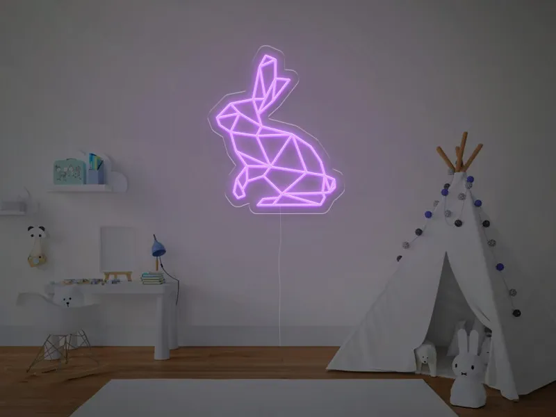 Iepuras Geometric - Semn Luminos LED Neon