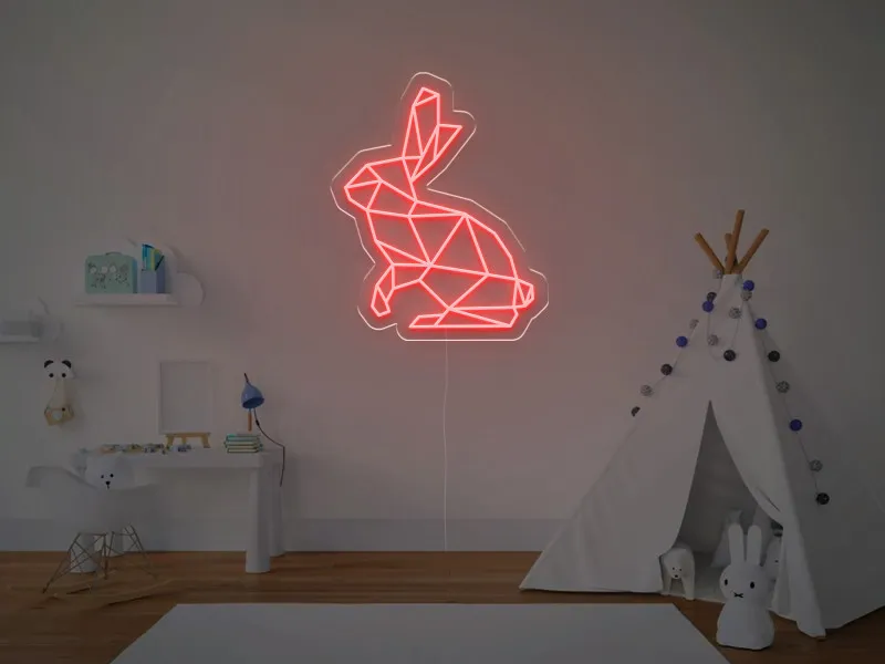 Iepuras Geometric - Semn Luminos LED Neon