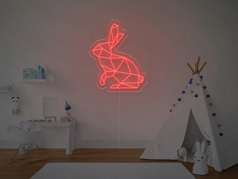 Iepuras Geometric - Semn Luminos LED Neon
