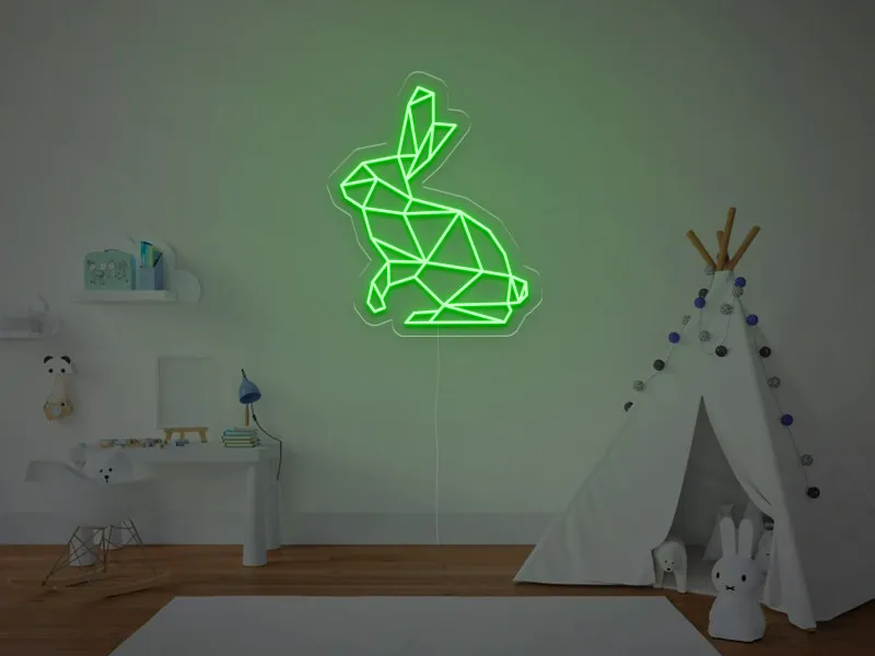 Iepuras Geometric - Semn Luminos LED Neon