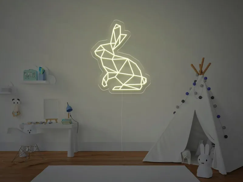Iepuras Geometric - Semn Luminos LED Neon