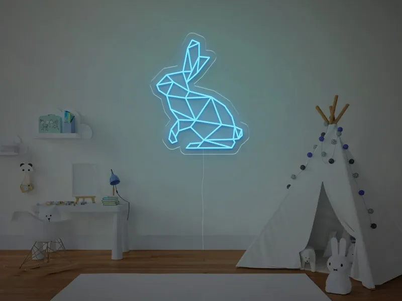 Iepuras Geometric - Semn Luminos LED Neon