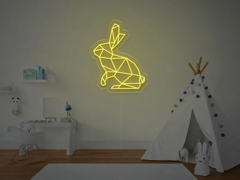 Iepuras Geometric - Semn Luminos LED Neon