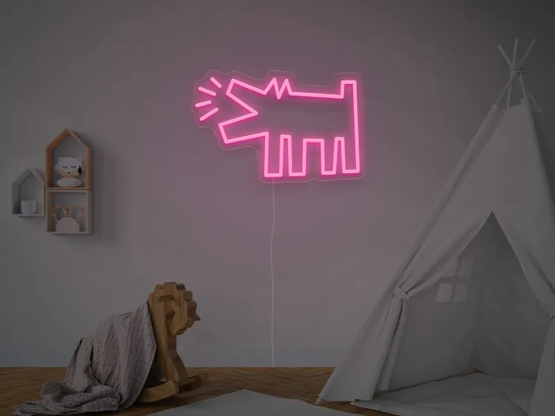 Keith Haring - Dog - Semn Luminos LED Neon