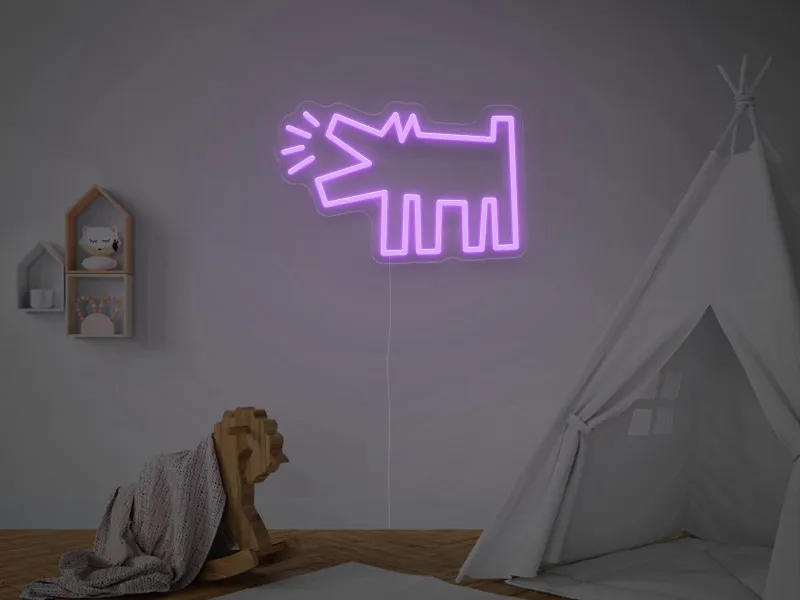 Keith Haring - Dog - Semn Luminos LED Neon