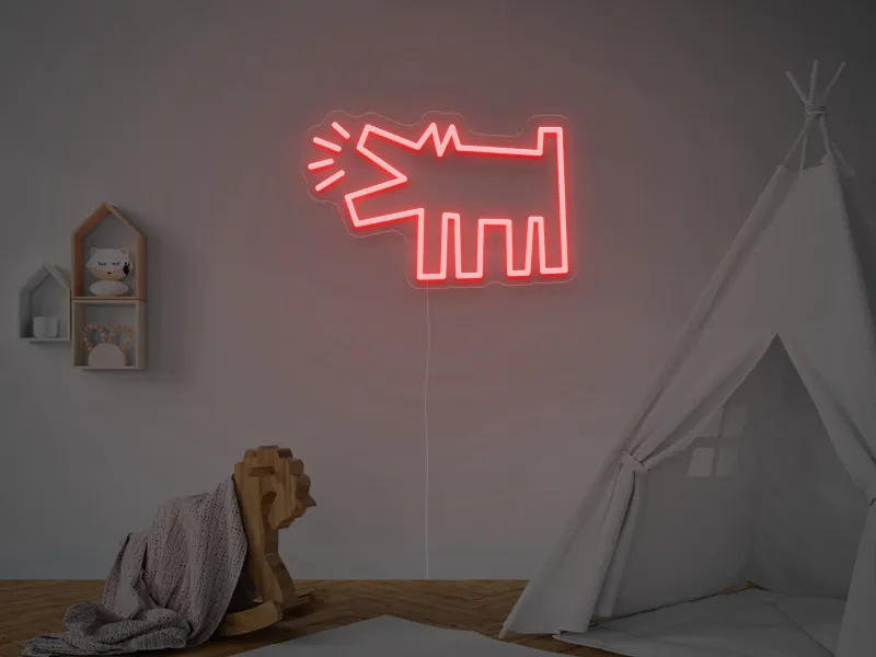 Keith Haring - Dog - Semn Luminos LED Neon