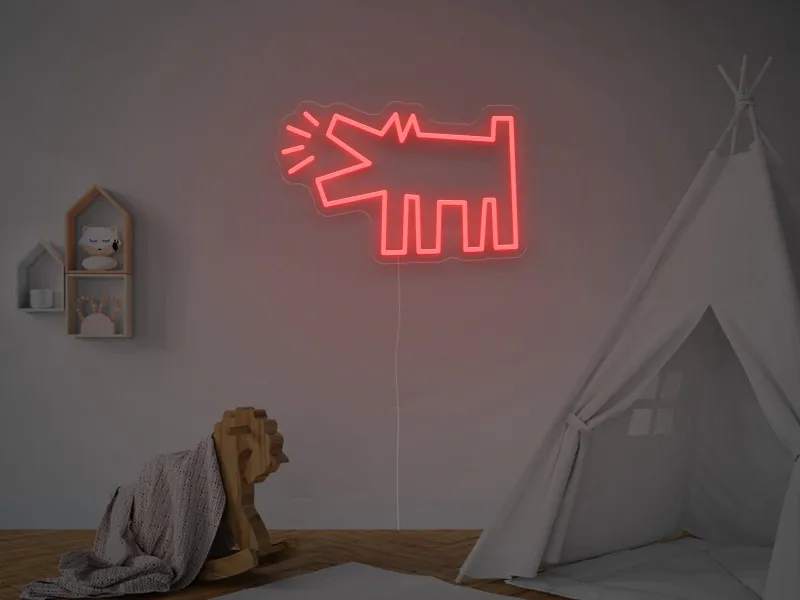 Keith Haring - Dog - Semn Luminos LED Neon