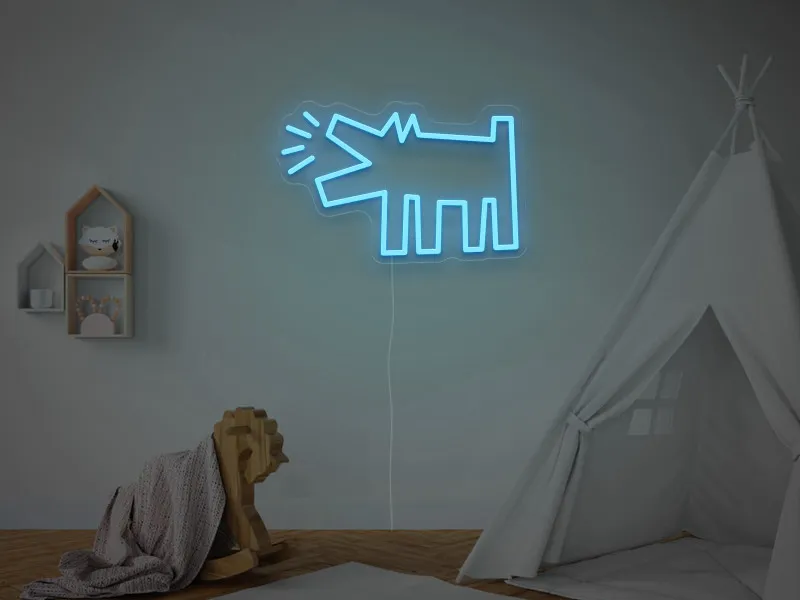 Keith Haring - Dog - Semn Luminos LED Neon