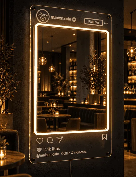 Oglindă instagramabilă personalizată cu LED  și gravură