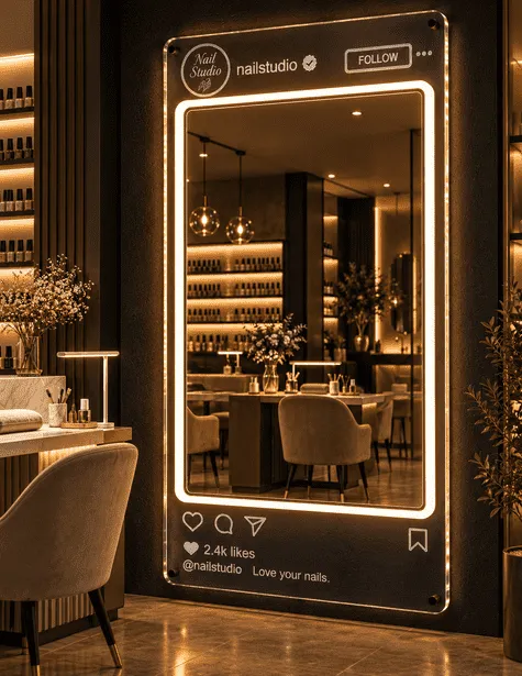 Oglindă instagramabilă personalizată cu LED  și gravură
