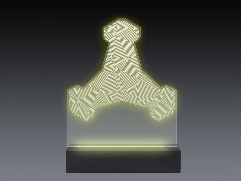 Stabilopod by Constantin - Semn Luminos Gravat in Plexiglas pe Baza Lemn