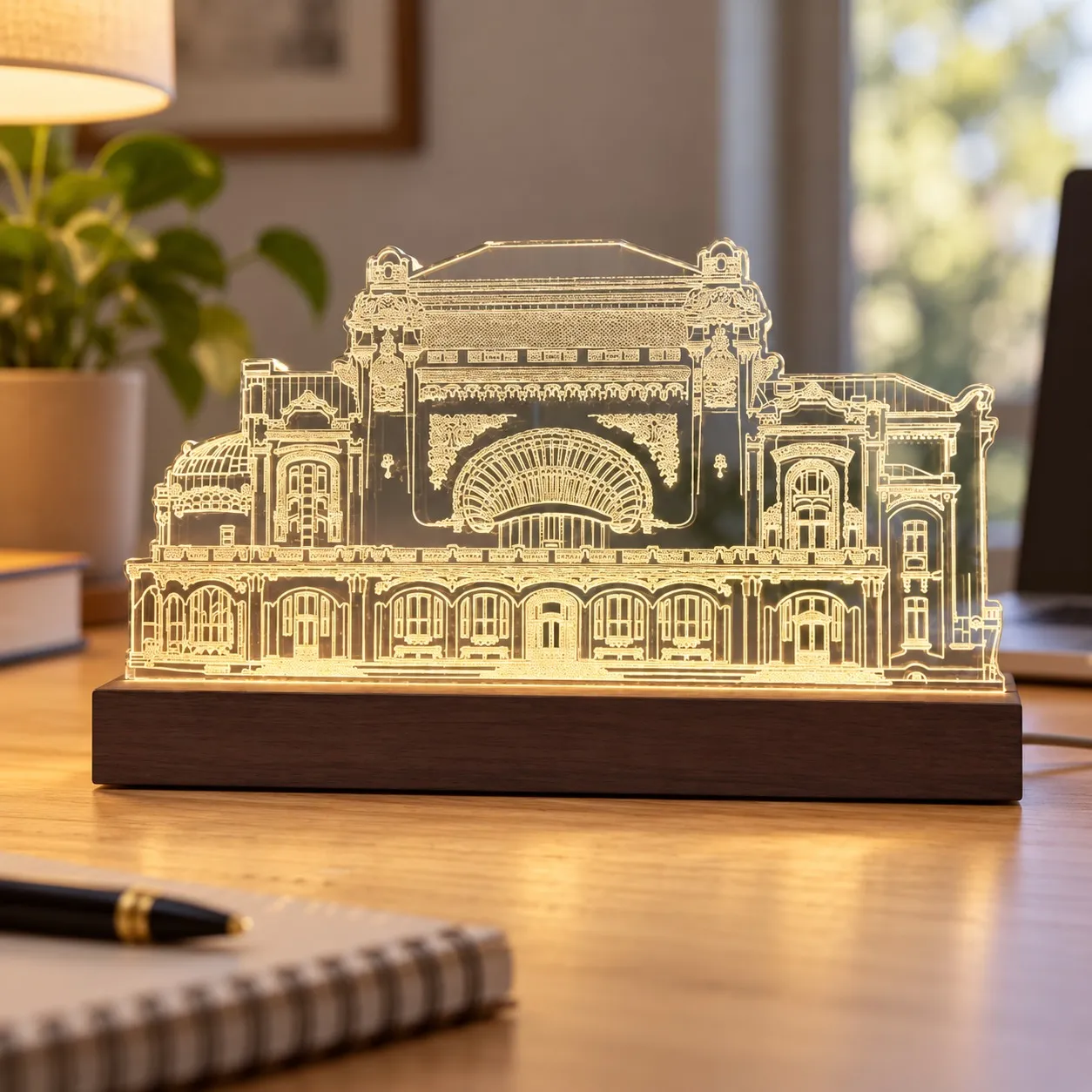 Casino Constanța - Leuchtschild Graviert in Plexiglas auf Holzsockel