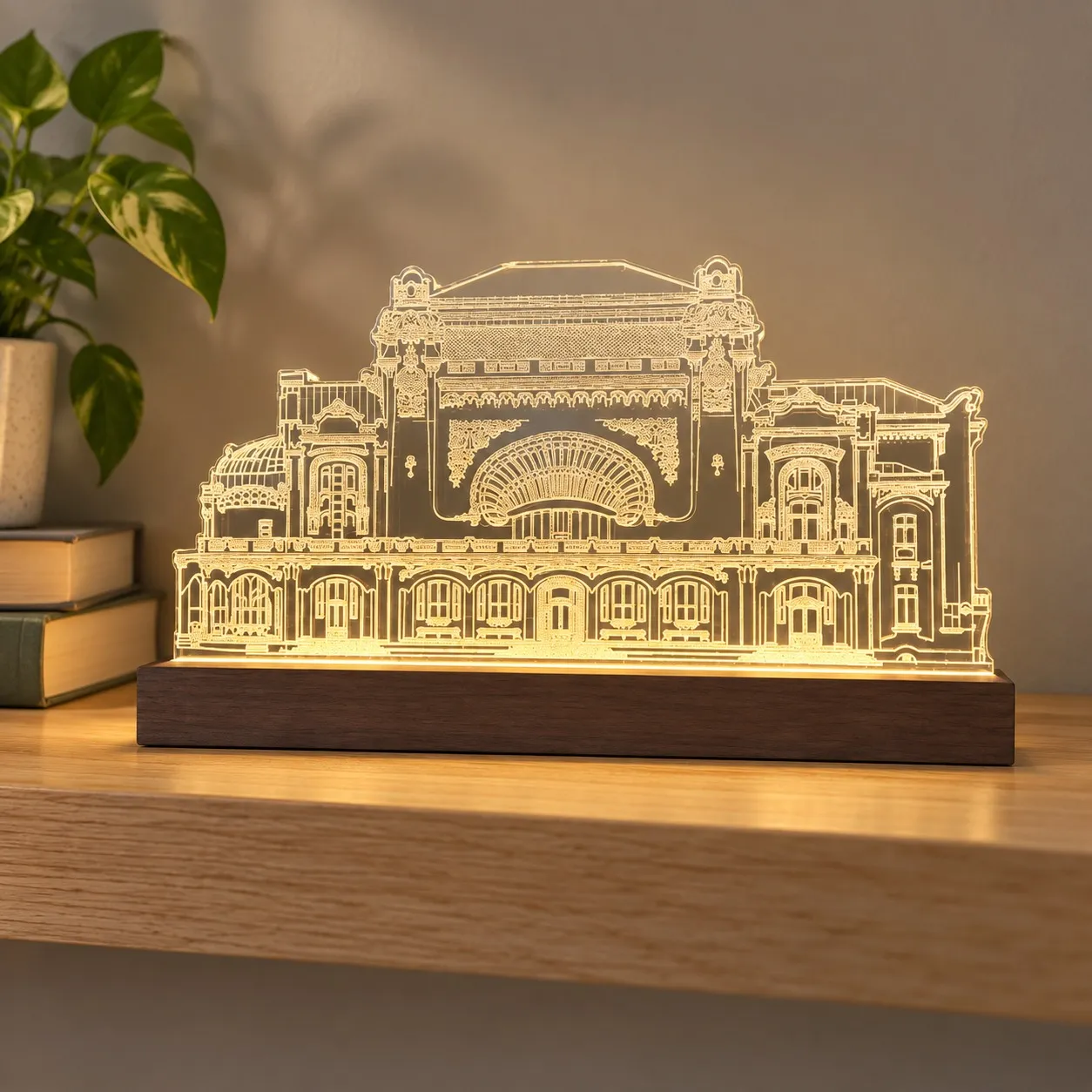 Casino Constanța - Leuchtschild Graviert in Plexiglas auf Holzsockel
