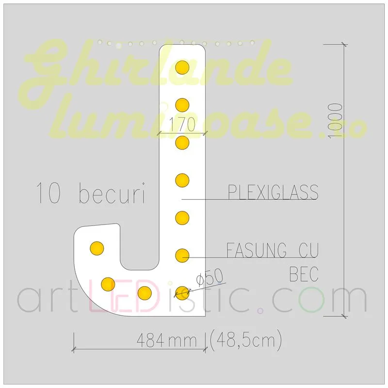 Litere Volumetrice Luminoase 1M de Inchiriat