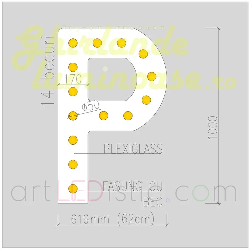 Litere Volumetrice Luminoase 1M de Inchiriat