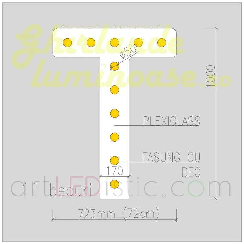 Litere Volumetrice Luminoase 1M de Inchiriat