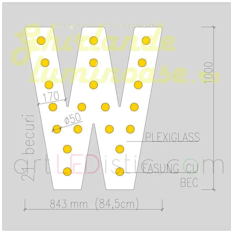 Litere Volumetrice Luminoase 1M de Inchiriat