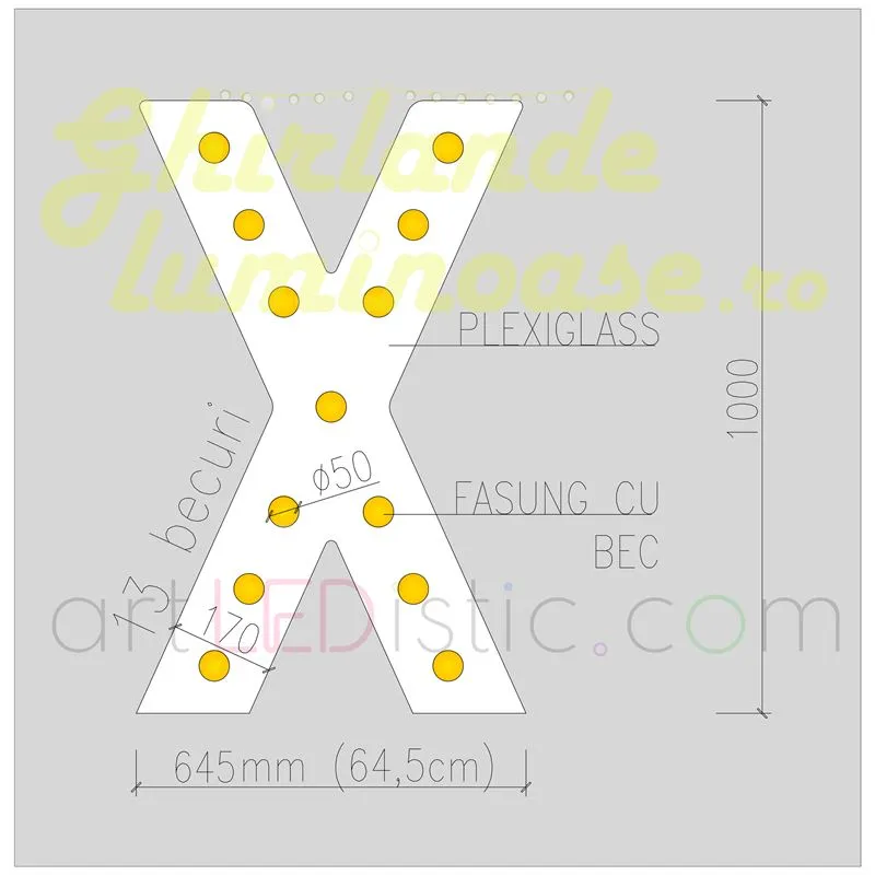 Litere Volumetrice Luminoase 1M de Inchiriat