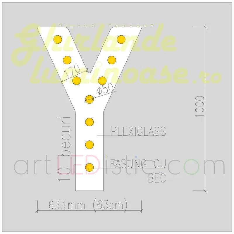 Litere Volumetrice Luminoase 1M de Inchiriat
