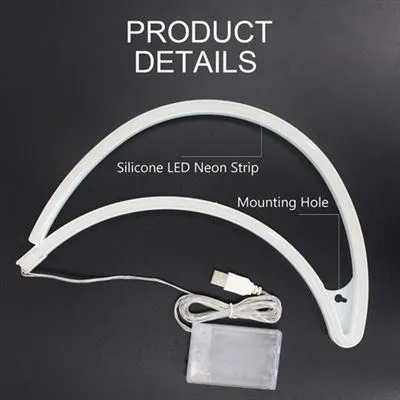 Lampa LED Neon SemiLuna, Lumina Calda, cu Baterii si cablu USB