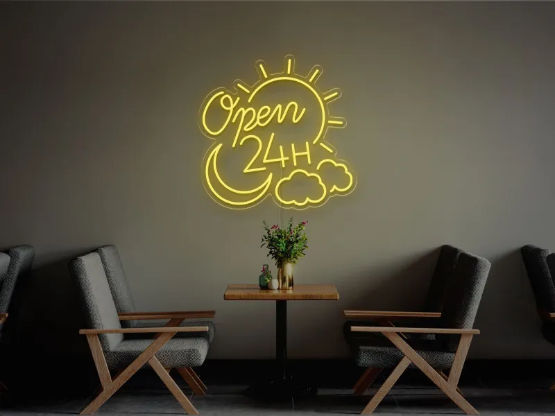 Open 24H - Semn Luminos LED Neon