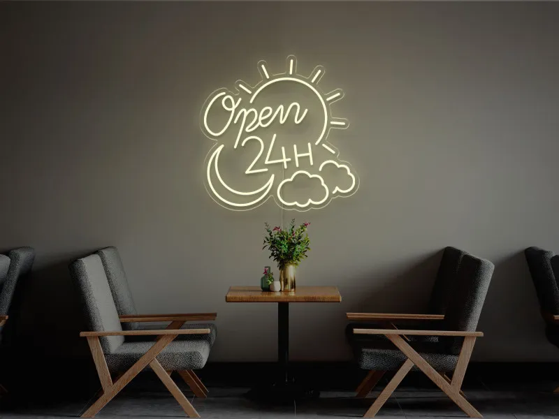 Open 24H - Semn Luminos LED Neon