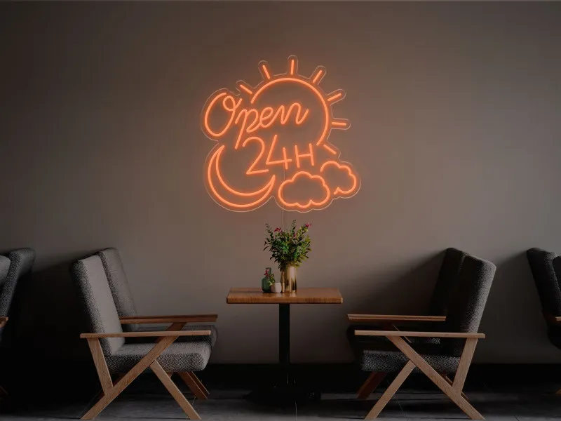 Open 24H - Semn Luminos LED Neon