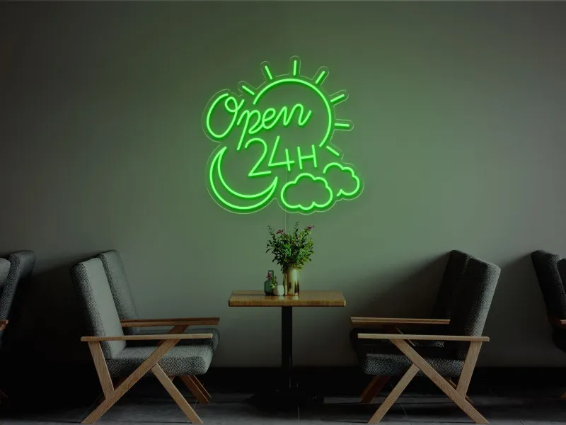 Open 24H - Semn Luminos LED Neon