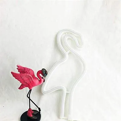 Lampa LED Neon Flamingo, Lumina Calda, cu Baterii si USB