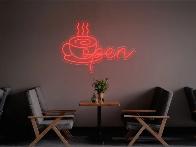 Open Cafe - Semn Luminos LED Neon