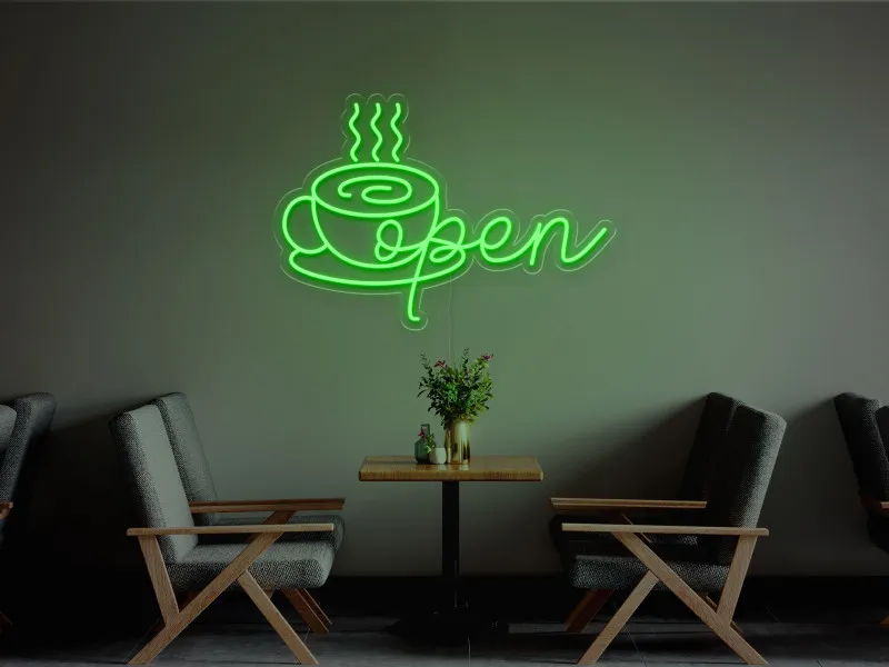 Open Cafe - Semn Luminos LED Neon