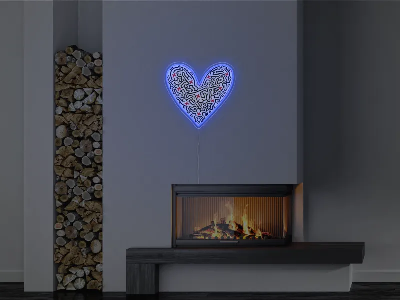 Keith Haring - Heart - Semn Luminos LED Neon