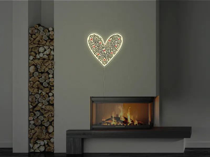 Keith Haring - Heart - Semn Luminos LED Neon