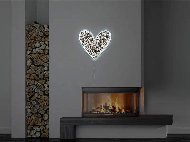 Keith Haring - Heart - Semn Luminos LED Neon
