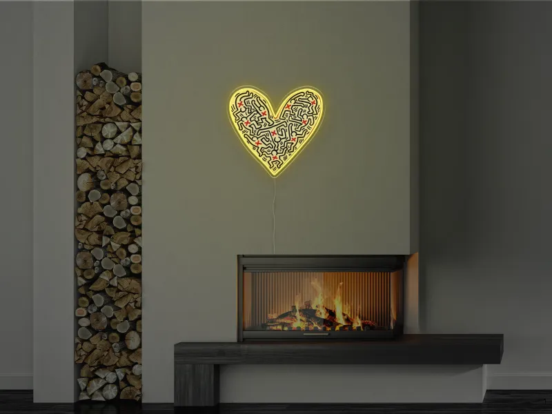 Keith Haring - Heart - Semn Luminos LED Neon