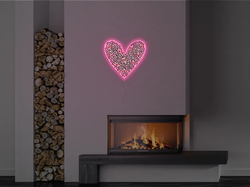 Keith Haring - Heart - Semn Luminos LED Neon