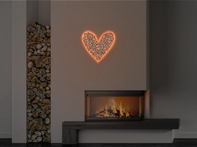 Keith Haring - Heart - Semn Luminos LED Neon